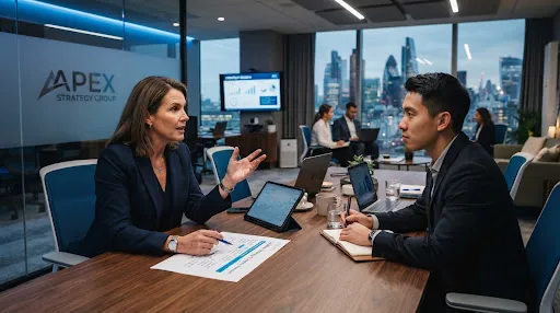 Mentor conduzindo uma sessão de consultoria